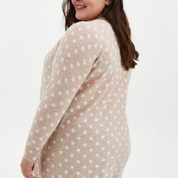 Torrid Oatmeal Polka Dot Slub Boyfriend Cardigan Sweater nat womens 2x - Picture 7 of 7